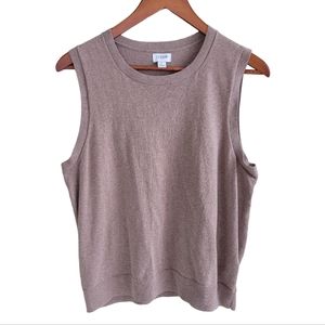 JCrew  factory Sweater Vest Scoop Neck Tan Women's Large Neutral Preppy Classic